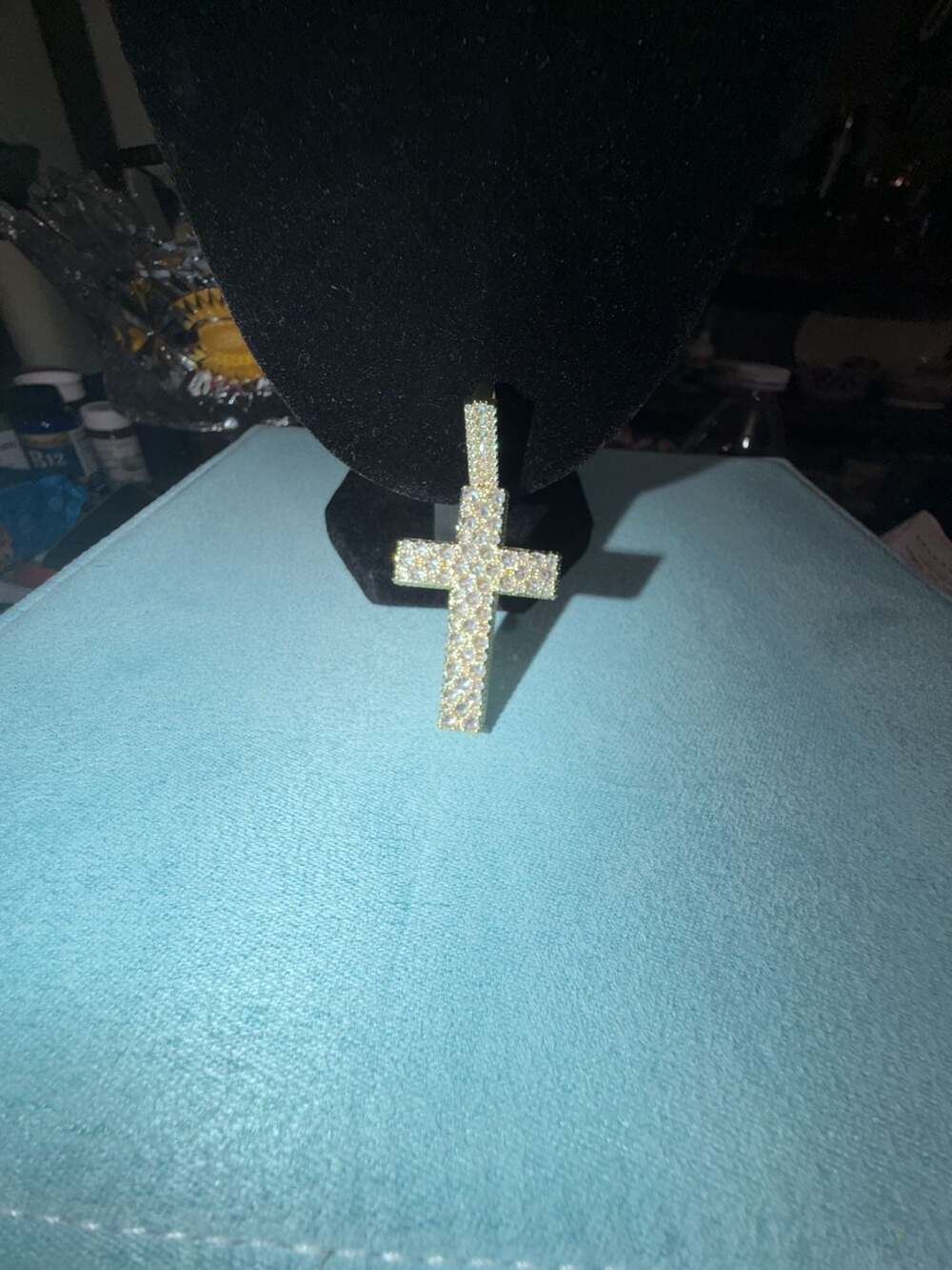 Custom Reverse set 14k gld thermal infused over brass ice cz stones